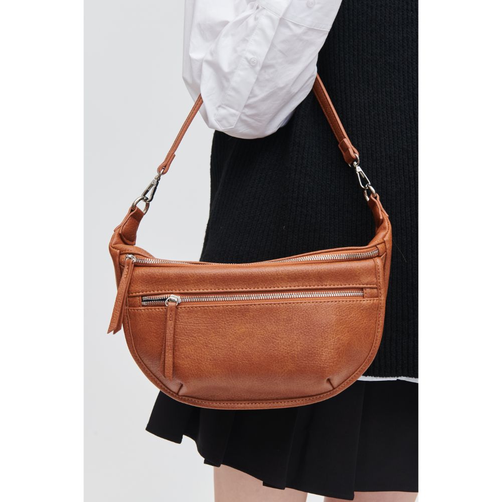 Woman wearing Tan Urban Expressions Tessie Belt Bag 840611111456 View 4 | Tan