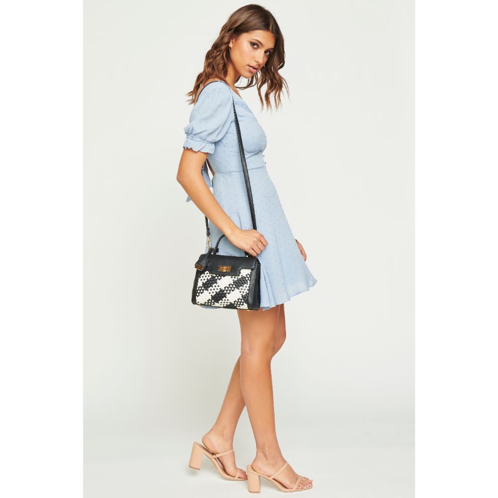 Woman wearing Black White Urban Expressions Marcia Crossbody 840611170378 View 4 | Black White