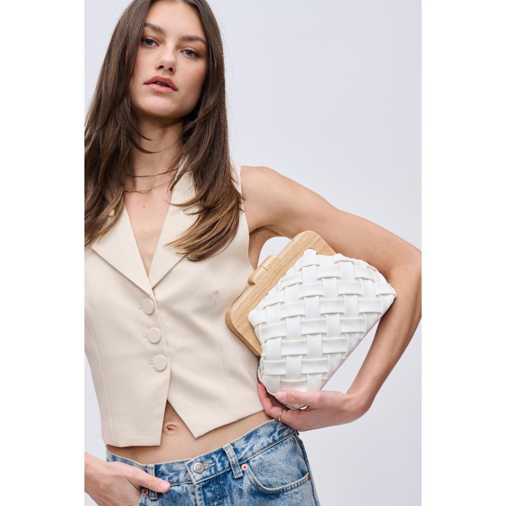 Woman wearing White Urban Expressions Matilda Clutch 840611192080 View 1 | White