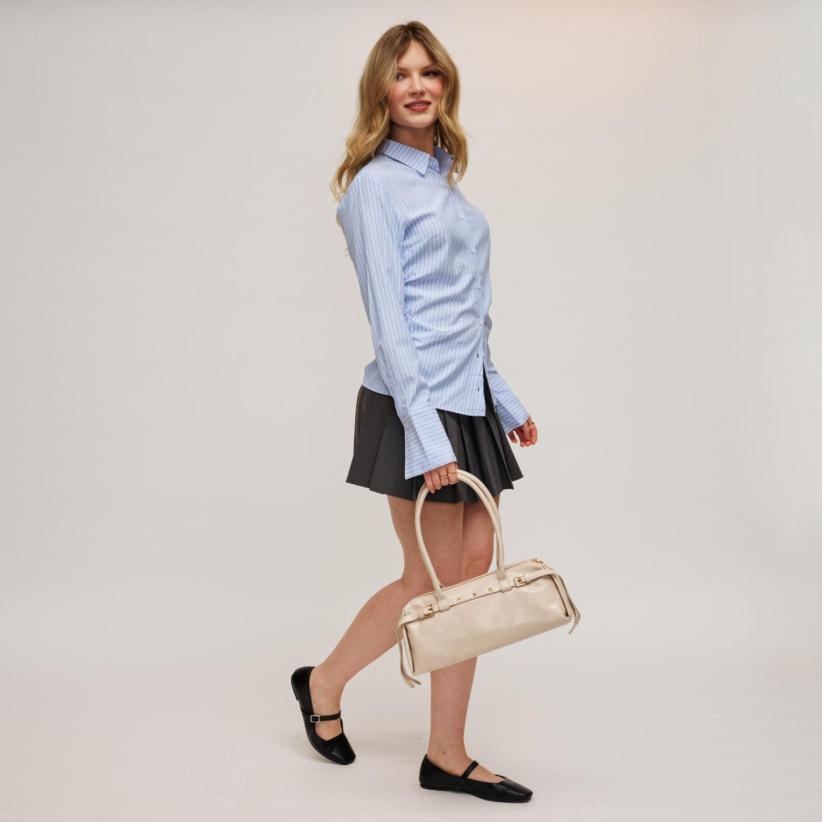 Woman wearing Ivory Urban Expressions Hannah Shoulder Bag 840504203084 View 4 | Ivory