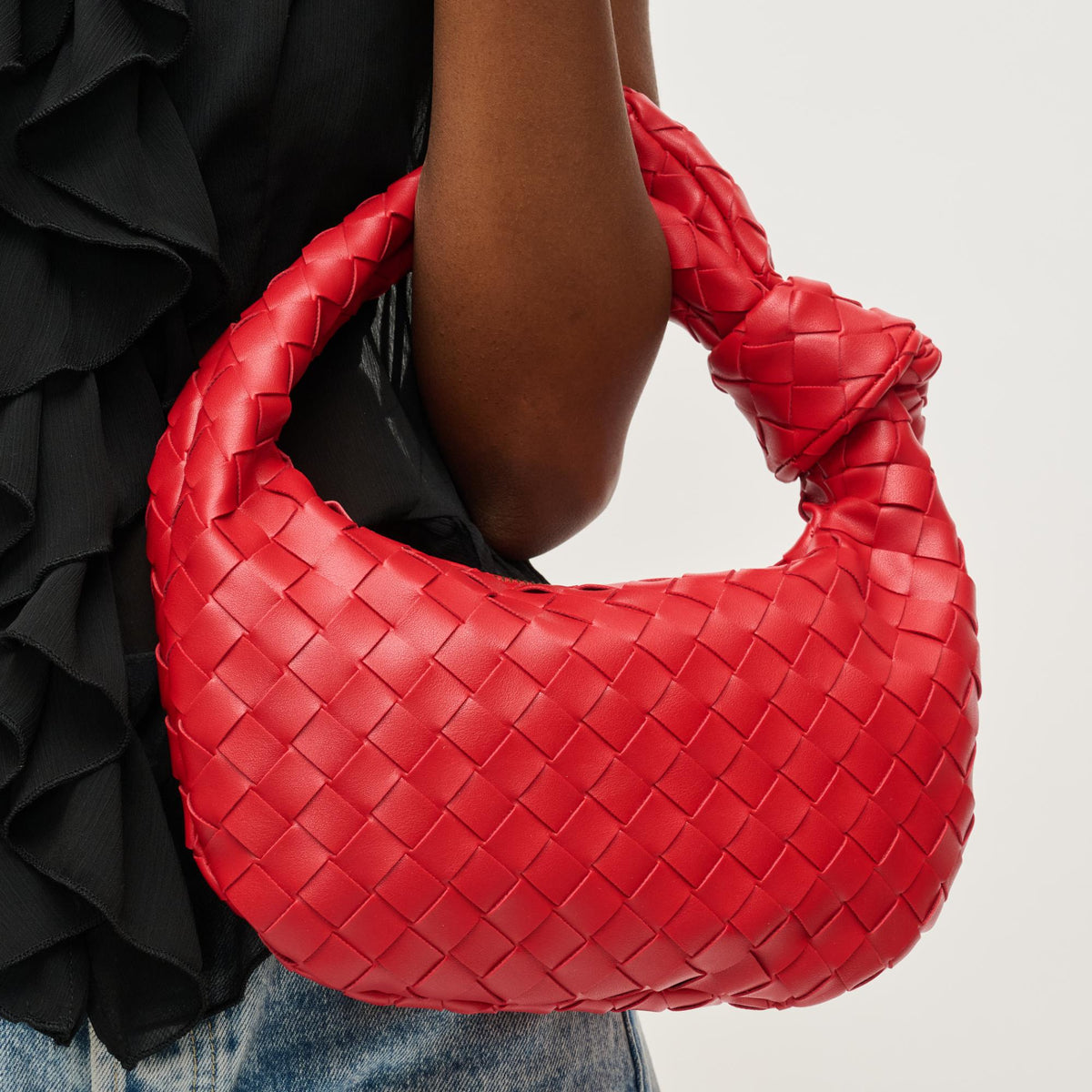 Woman wearing Red Urban Expressions Lizbeth Clutch 840611148063 View 4 | Red