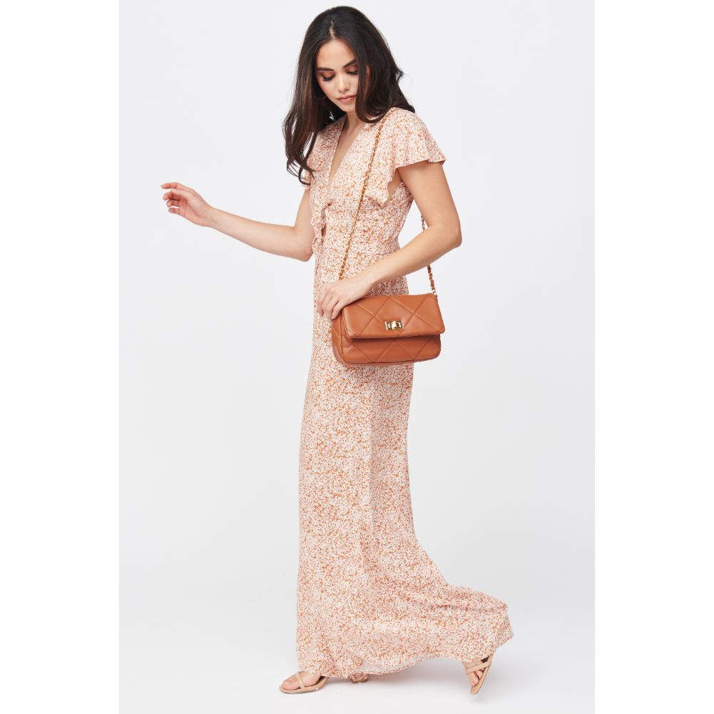 Woman wearing Tan Urban Expressions Emily Crossbody 840611182296 View 4 | Tan
