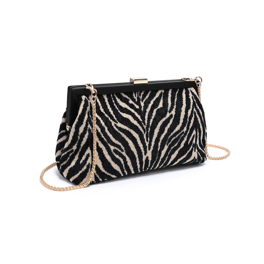 Urban Expressions Samira - Zebra Evening Bag 840504214479 View 2 | Natural Black