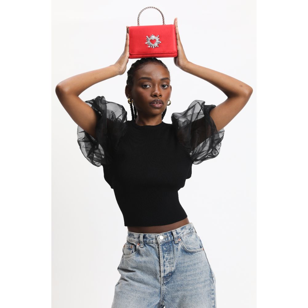 Woman wearing Red Urban Expressions Marlene Evening Bag 840611190321 View 2 | Red
