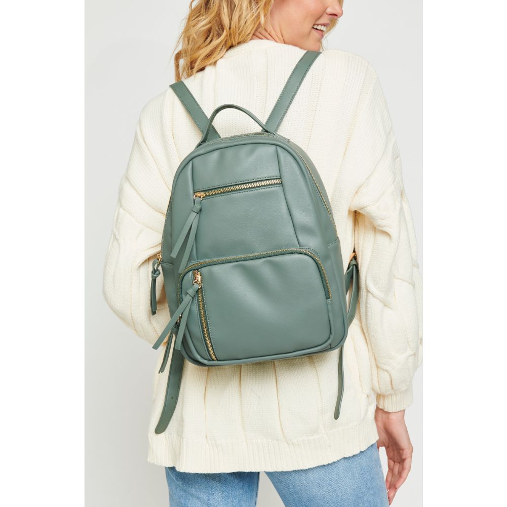 Woman wearing Olive Urban Expressions Preston Backpack 840611175274 View 1 | Olive