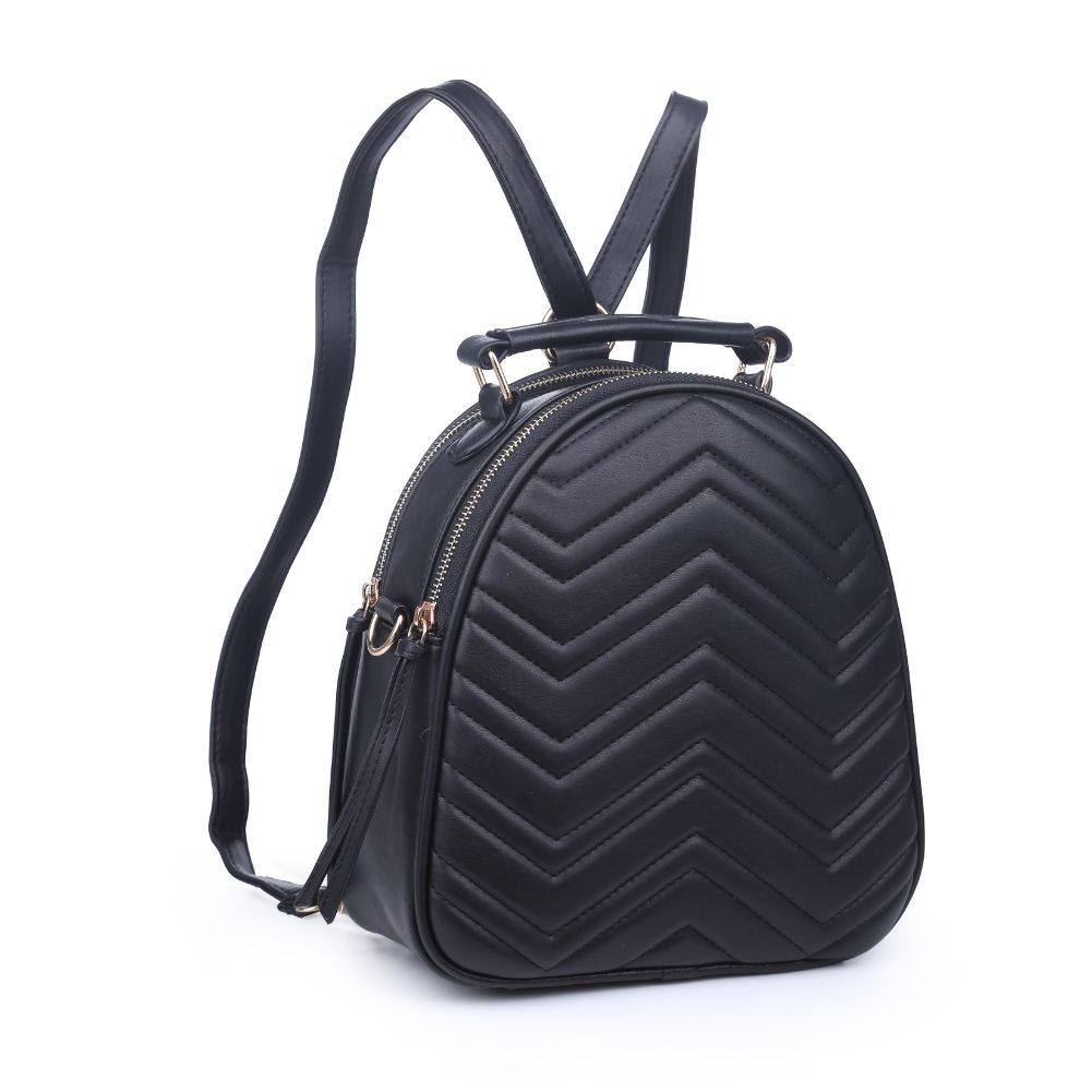 Product Image of Urban Expressions Constance V Stitch Double Zip Backpack 840611168573 View 2 | Black