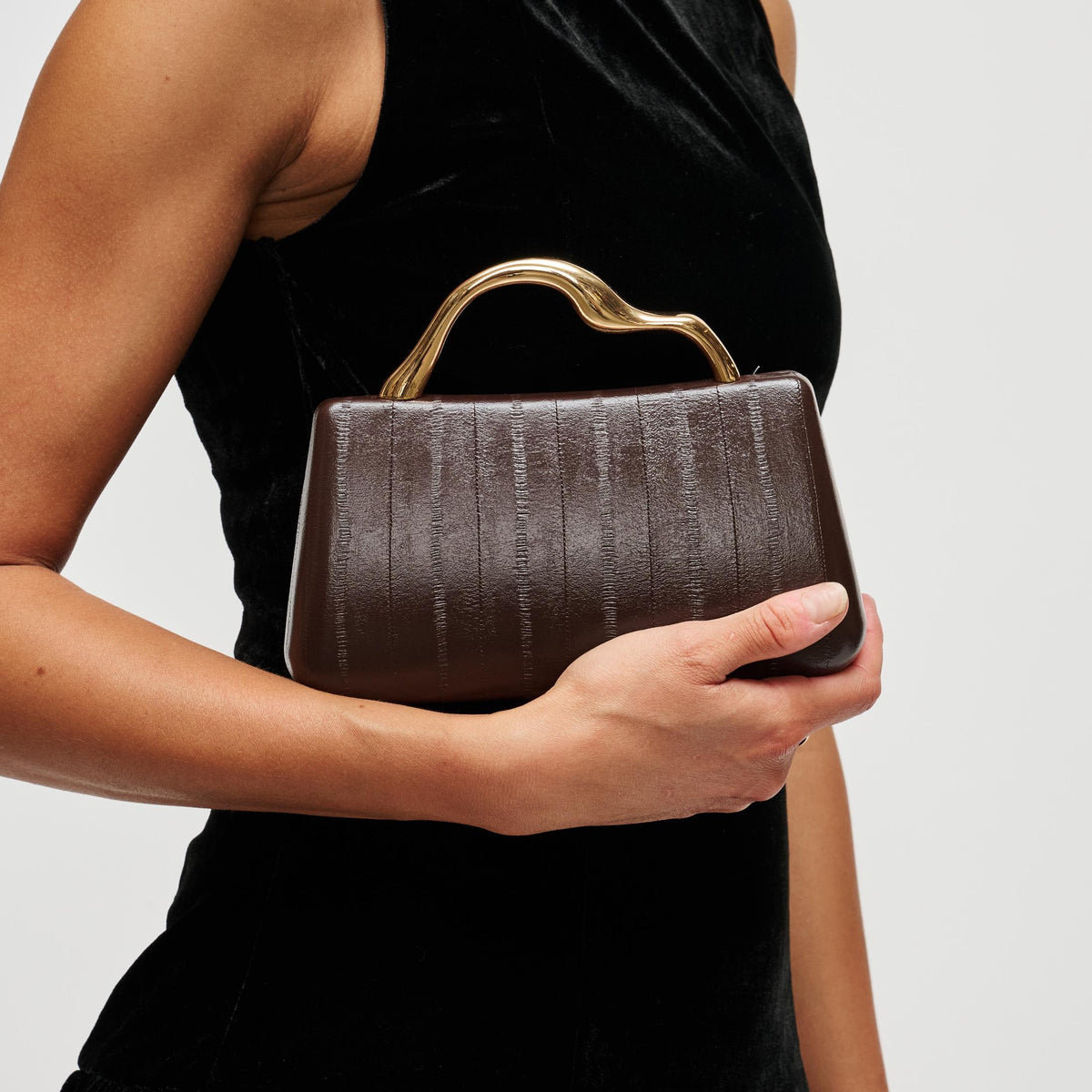 Woman wearing Espresso Urban Expressions Nichelle Clutch 840504212031 View 1 | Espresso