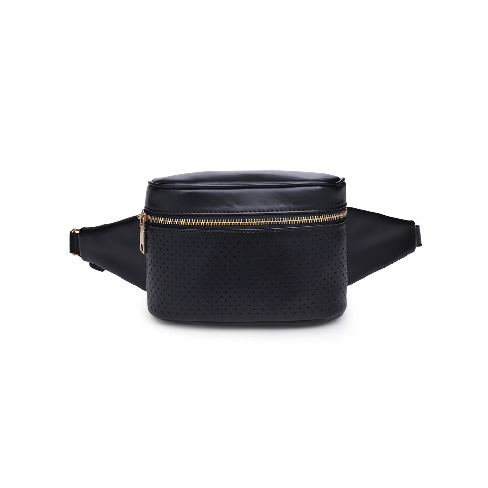 Woman wearing Black Urban Expressions Hawthorn - Perforated Belt Bag NA-840611158611 View 5 | Black