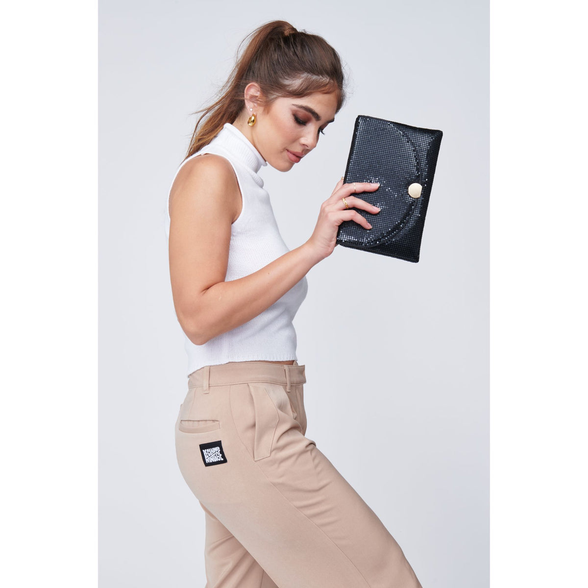 Woman wearing Black Urban Expressions Febe Evening Bag 818209011372 View 4 | Black