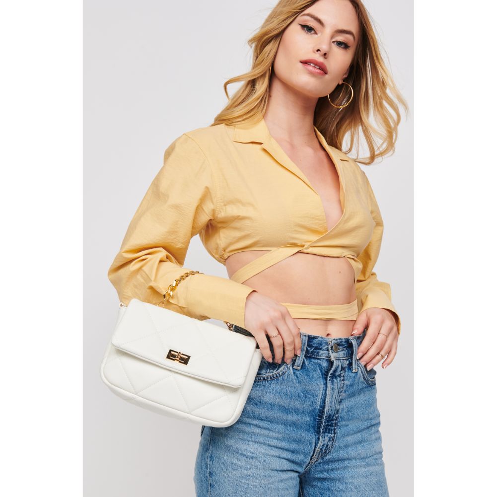 Woman wearing White Urban Expressions Emily Crossbody 840611178954 View 3 | White