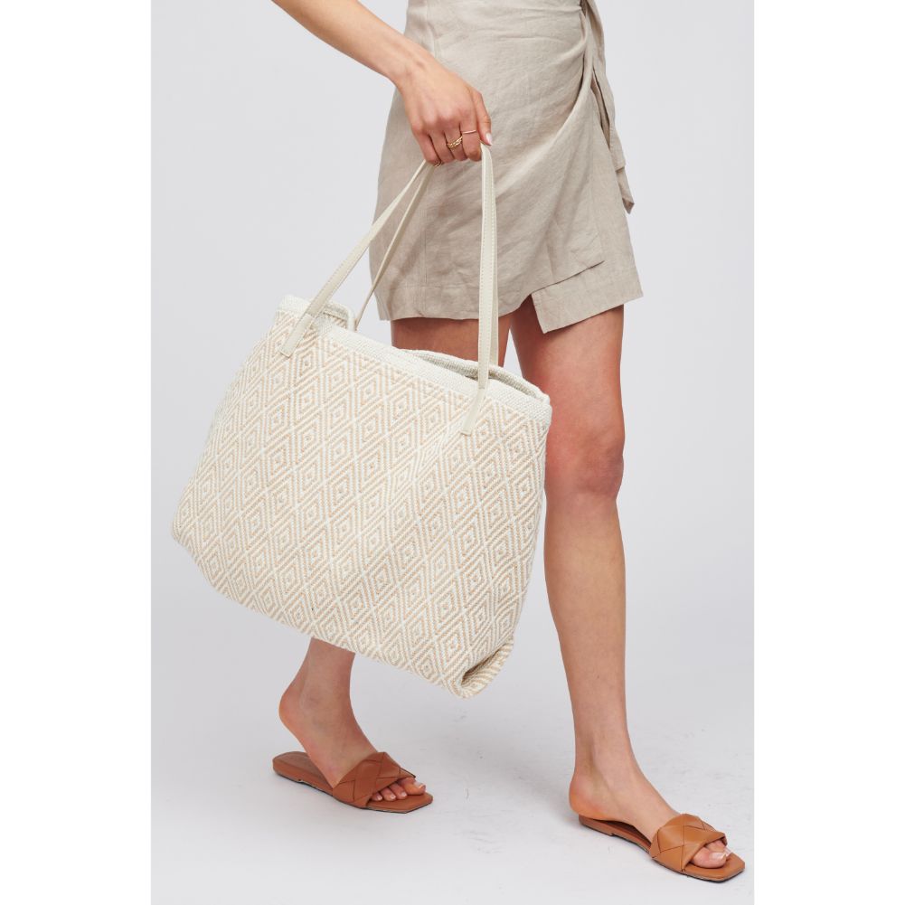 Woman wearing Beige Urban Expressions Katie Tote 818209017930 View 2 | Beige