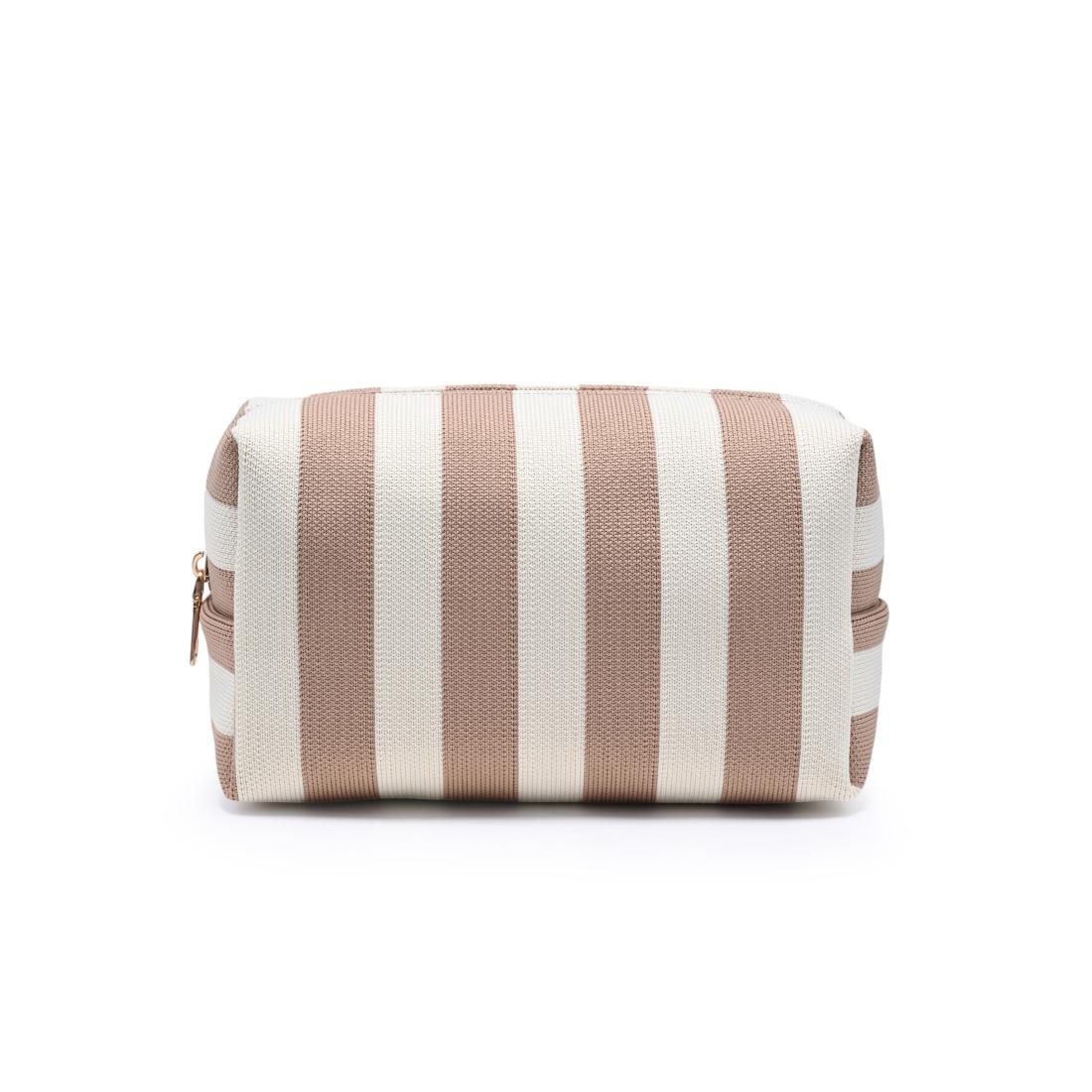 Urban Essentials Essential Stripe Cosmetic & Travel Organizer Pouch 840504215872 View 3 | Natural Ivory