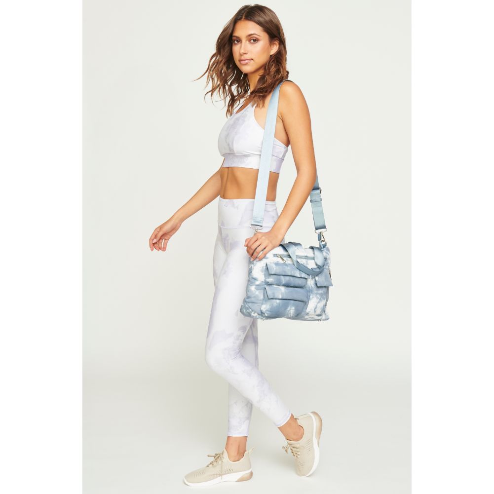 Woman wearing Slate Cloud Urban Expressions Aria Messenger 840611182074 View 4 | Slate Cloud