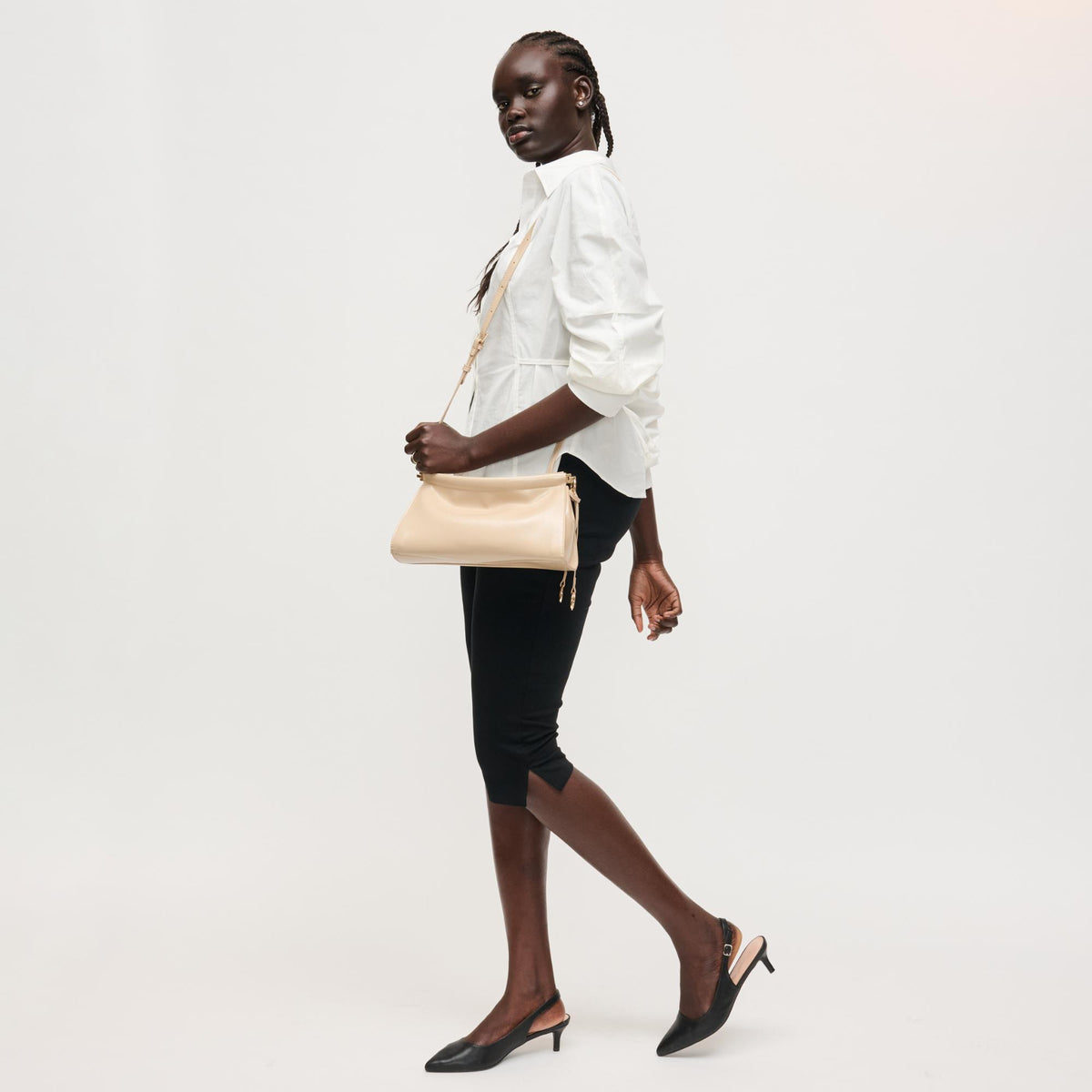 Woman wearing Natural Urban Expressions Elowyn Crossbody 840504208041 View 2 | Natural