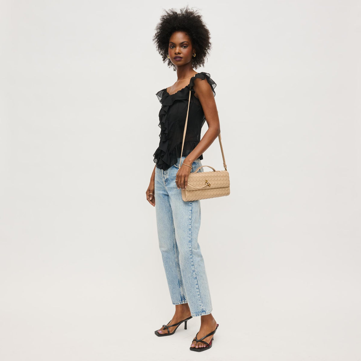 Woman wearing Nude Urban Expressions Ada Crossbody 840611161444 View 4 | Nude