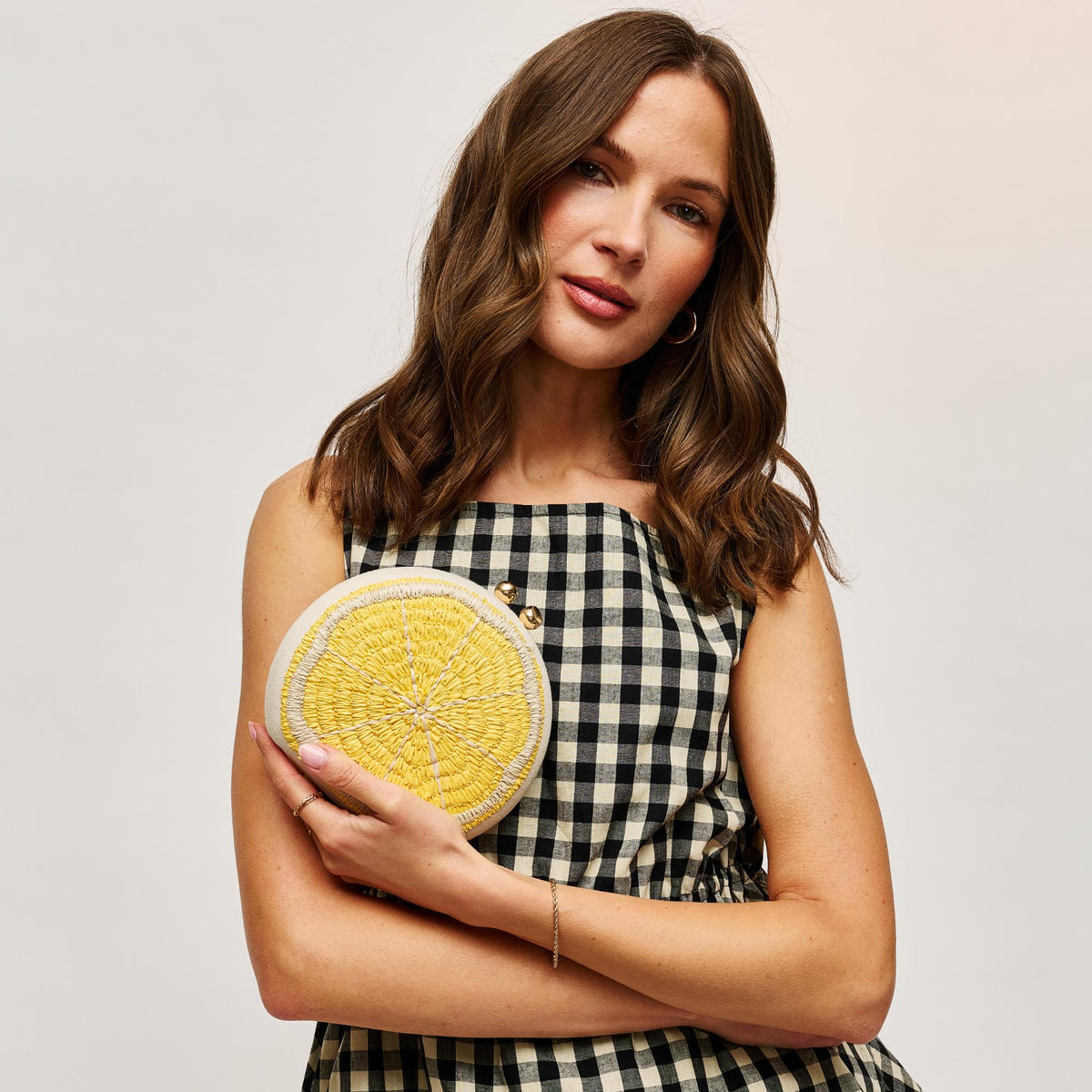 Woman wearing Lemon Urban Expressions Lemon Evening Bag 840504207860 View 3 | Lemon