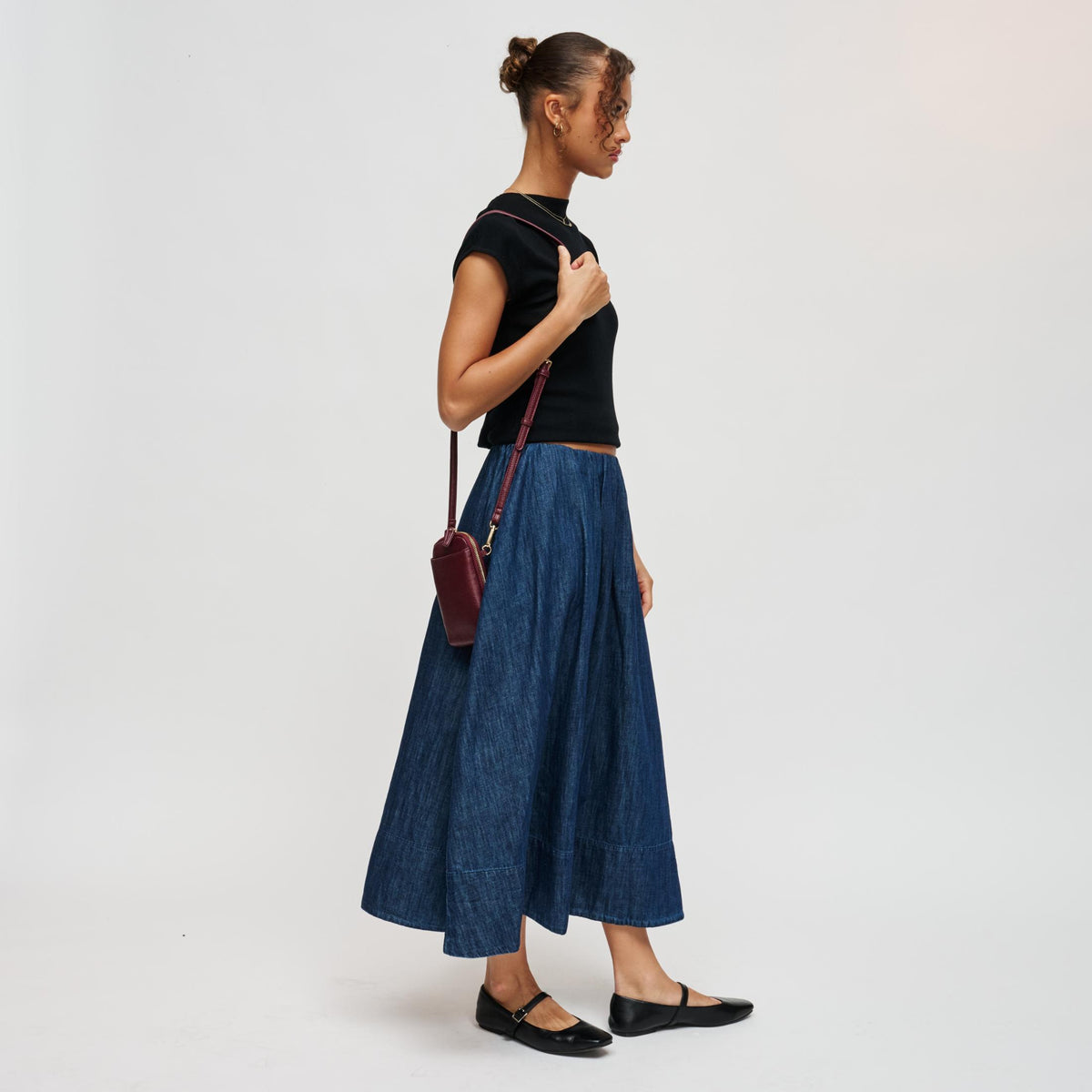 Woman wearing Burgundy Urban Expressions Karen Cell Phone Crossbody 840504212789 View 4 | Burgundy