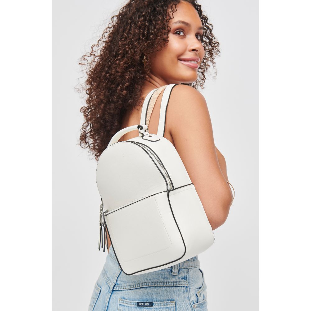 Woman wearing White Urban Expressions Kimberly Backpack 840611183118 View 2 | White