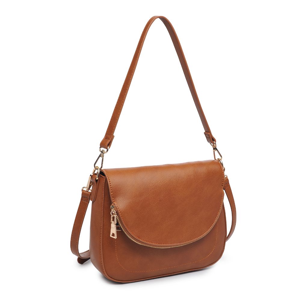 Woman wearing Tan Urban Expressions Nellie Crossbody 840611105141 View 6 | Tan