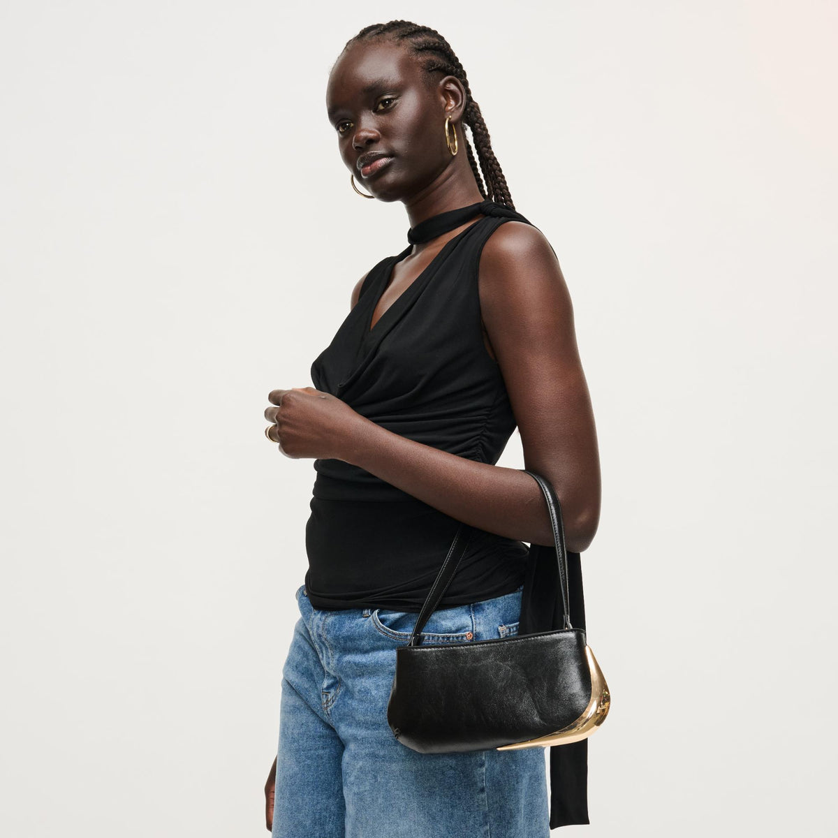 Woman wearing Black Urban Expressions Cooper Shoulder Bag 840504205743 View 3 | Black