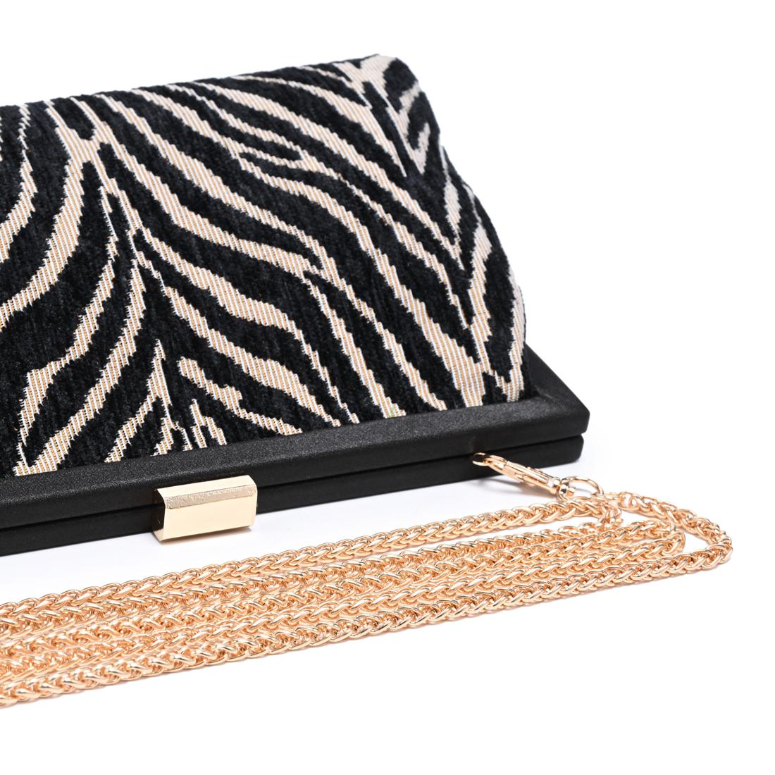 Urban Expressions Samira - Zebra Evening Bag 840504214479 View 8 | Natural Black