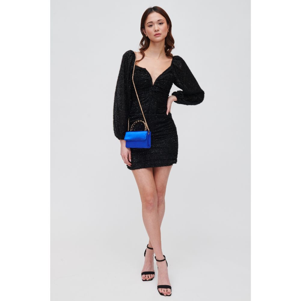 Woman wearing Electric Blue Urban Expressions Zuelia Evening Bag 840611109088 View 3 | Electric Blue
