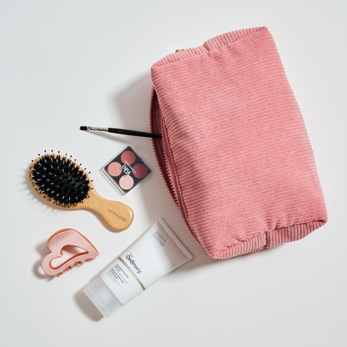 Woman wearing Blush Urban Essentials Cordially Yours - Corduroy Cosmetic & Travel Organizer Pouch 840611197030 View 1 | Blush