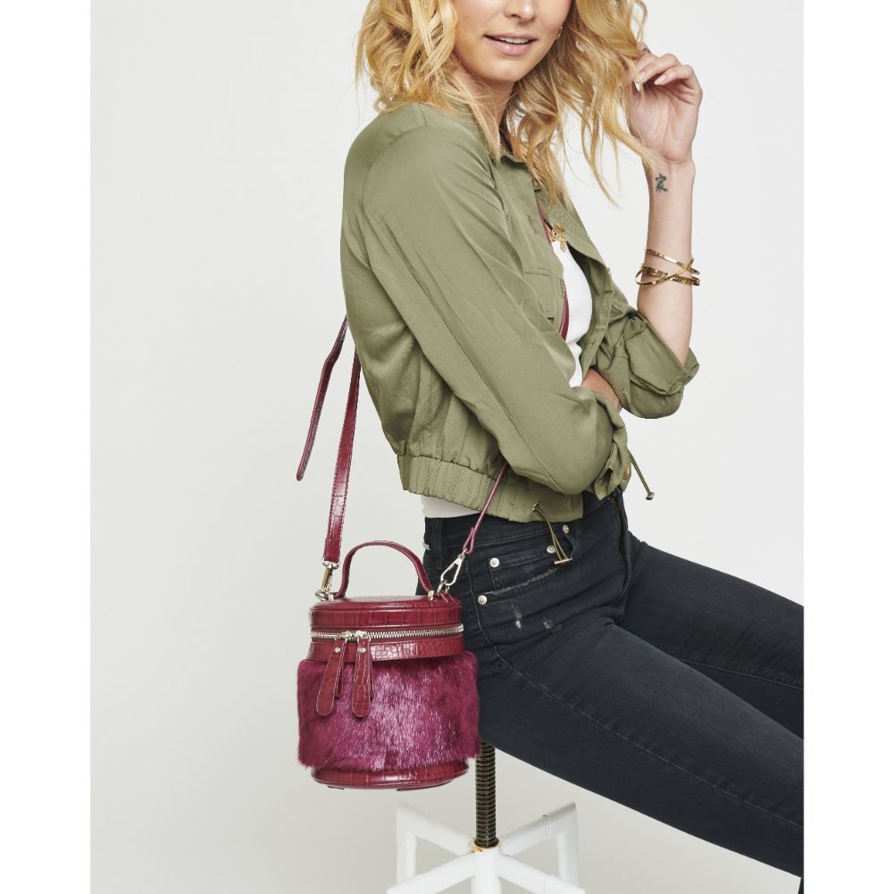 Woman wearing Burgundy Urban Expressions Fonda Crossbody NA-840611153999 View 4 | Burgundy
