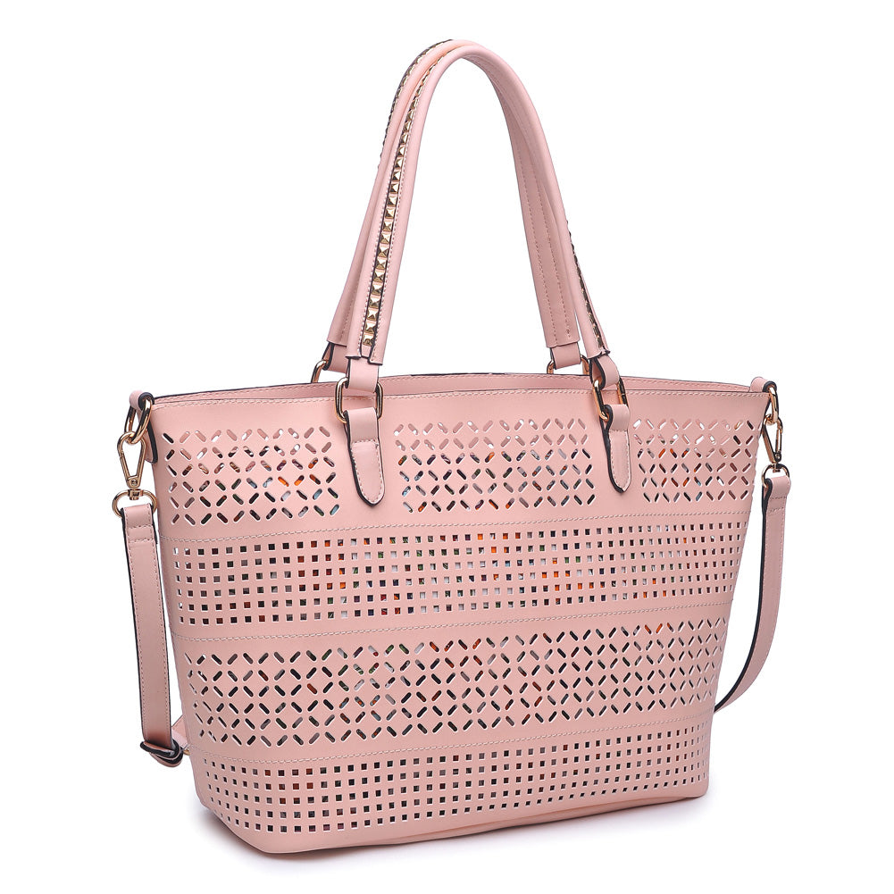 Woman wearing Pink Urban Expressions Mackenzie Tote NA-840611143365 View 6 | Pink