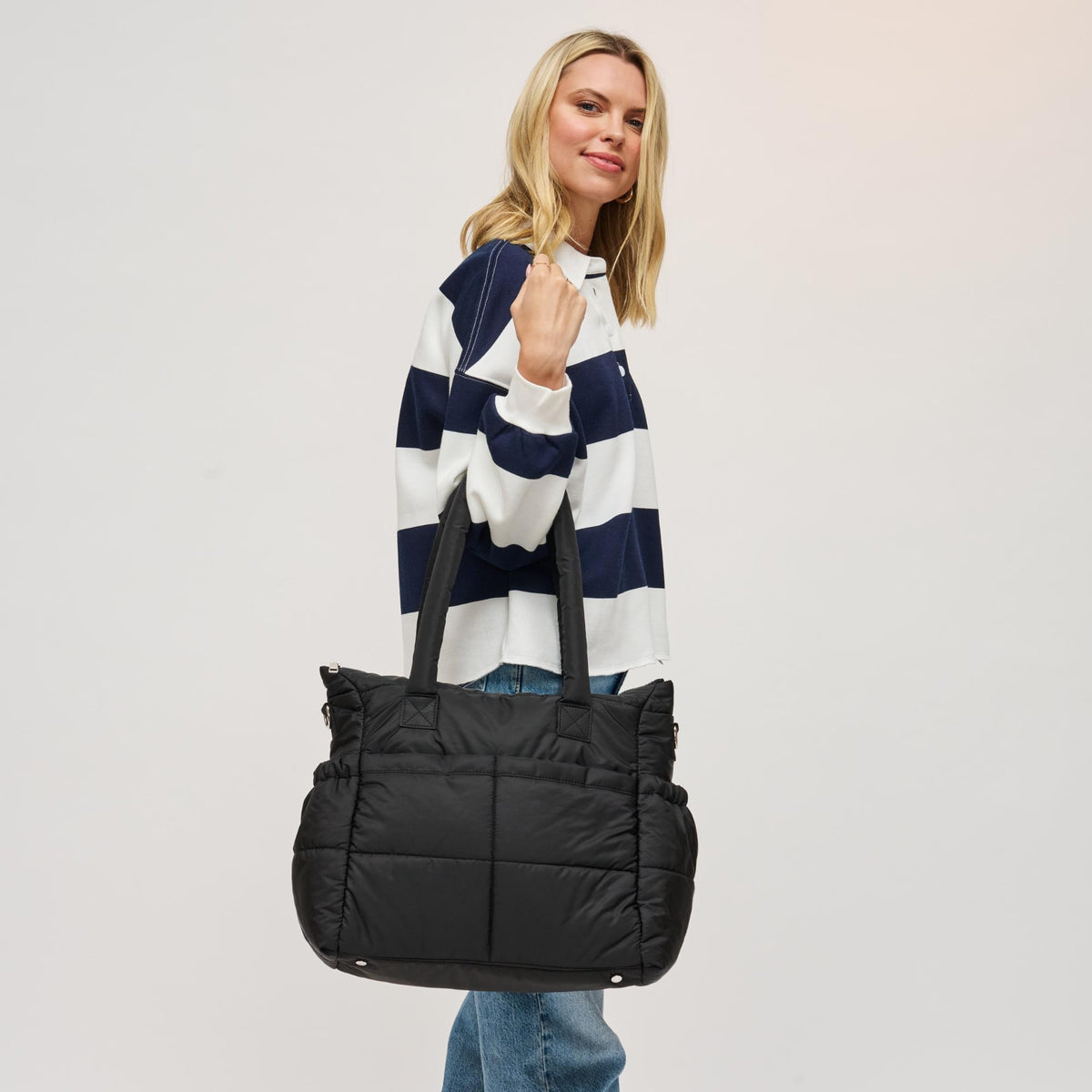 Woman wearing Black Urban Expressions Jetsetter Go Tote 840611198044 View 2 | Black
