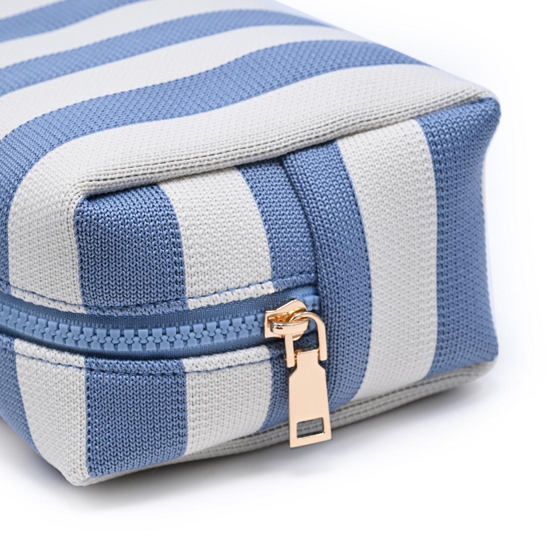 Urban Essentials Essential Stripe Cosmetic & Travel Organizer Pouch 840504215889 View 8 | Blue Ivory