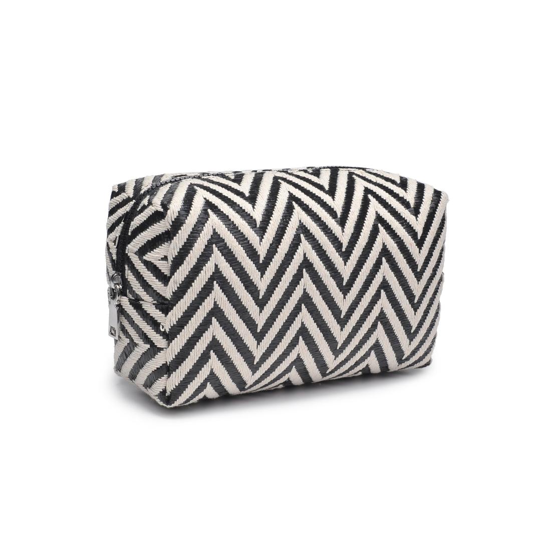 Urban Essentials Chevron Chic Cosmetic & Travel Organizer Pouch 840611152633 View 6 | Black White