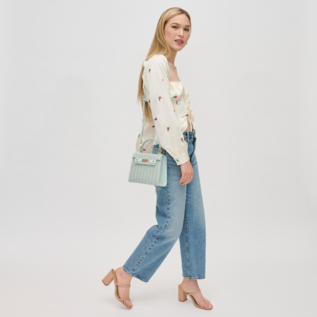 Woman wearing Blue Urban Expressions Violet Crossbody 840611126078 View 2 | Blue