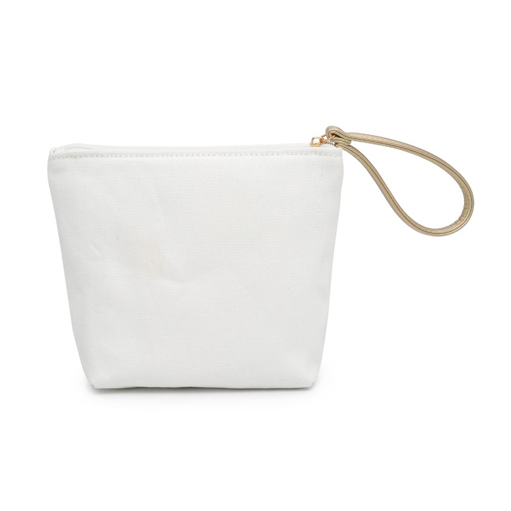 Woman wearing But First Urban Expressions Carry-All Writing Wristlet 818209012461 View 7 | But First