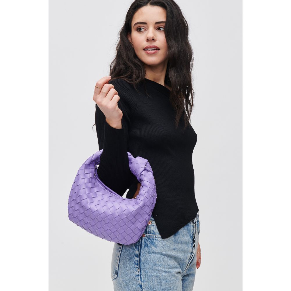 Woman wearing Orchid Urban Expressions Tracy - Woven Clutch 840611107824 View 1 | Orchid
