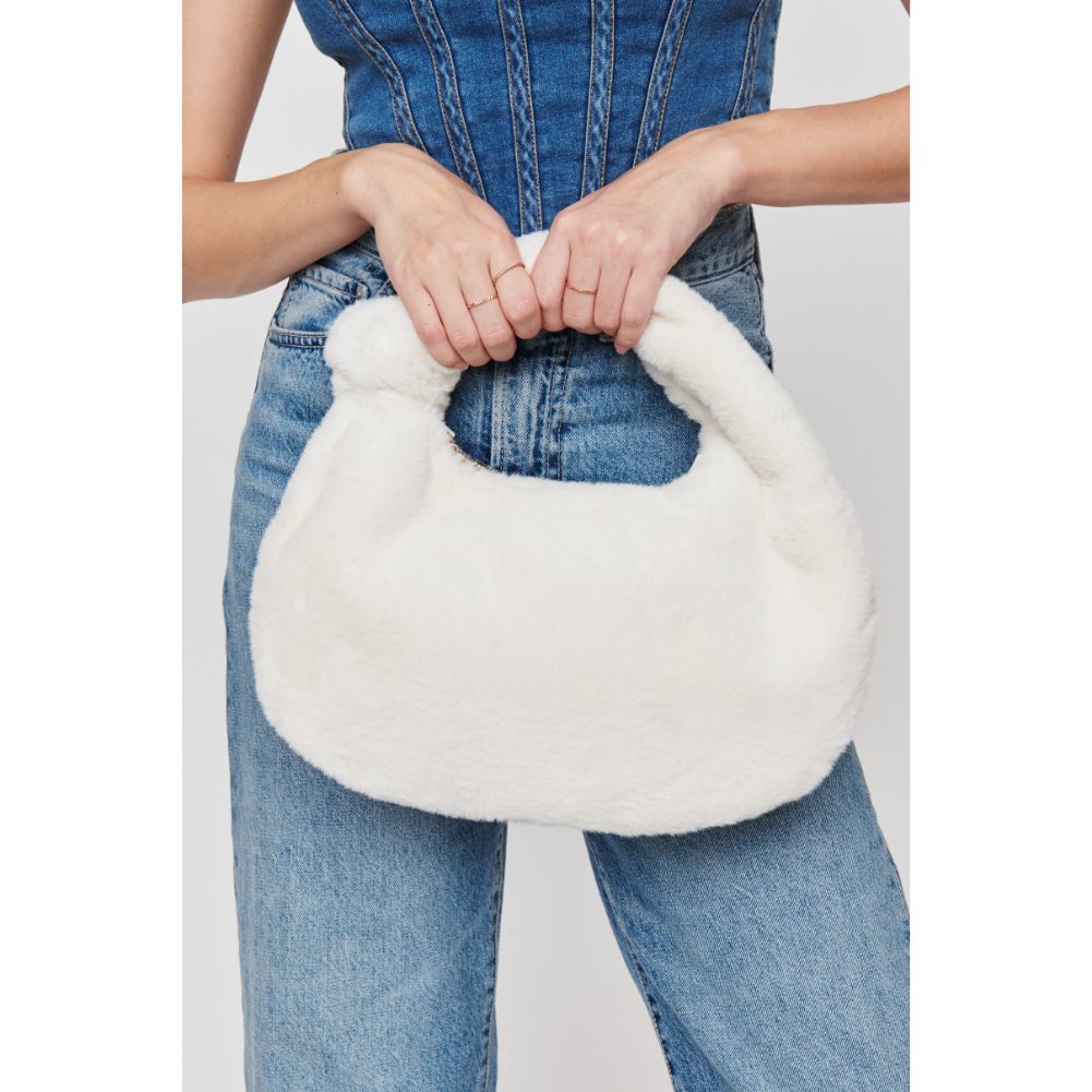 Woman wearing Oatmilk Urban Expressions Sylvia Crossbody 840611103826 View 3 | Oatmilk