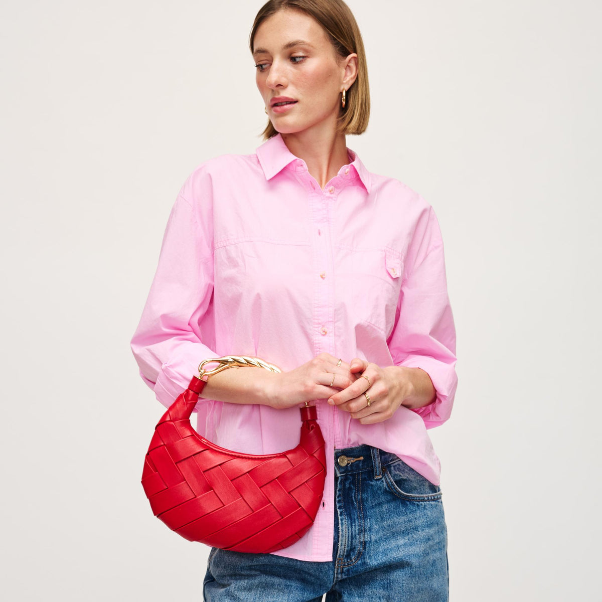 Woman wearing Red Urban Expressions Pamela Crossbody 840611147479 View 1 | Red