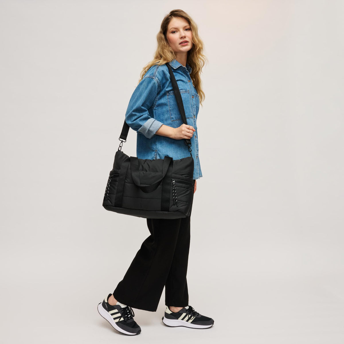 Woman wearing Black Urban Expressions Everywhere Tote 840504209918 View 4 | Black