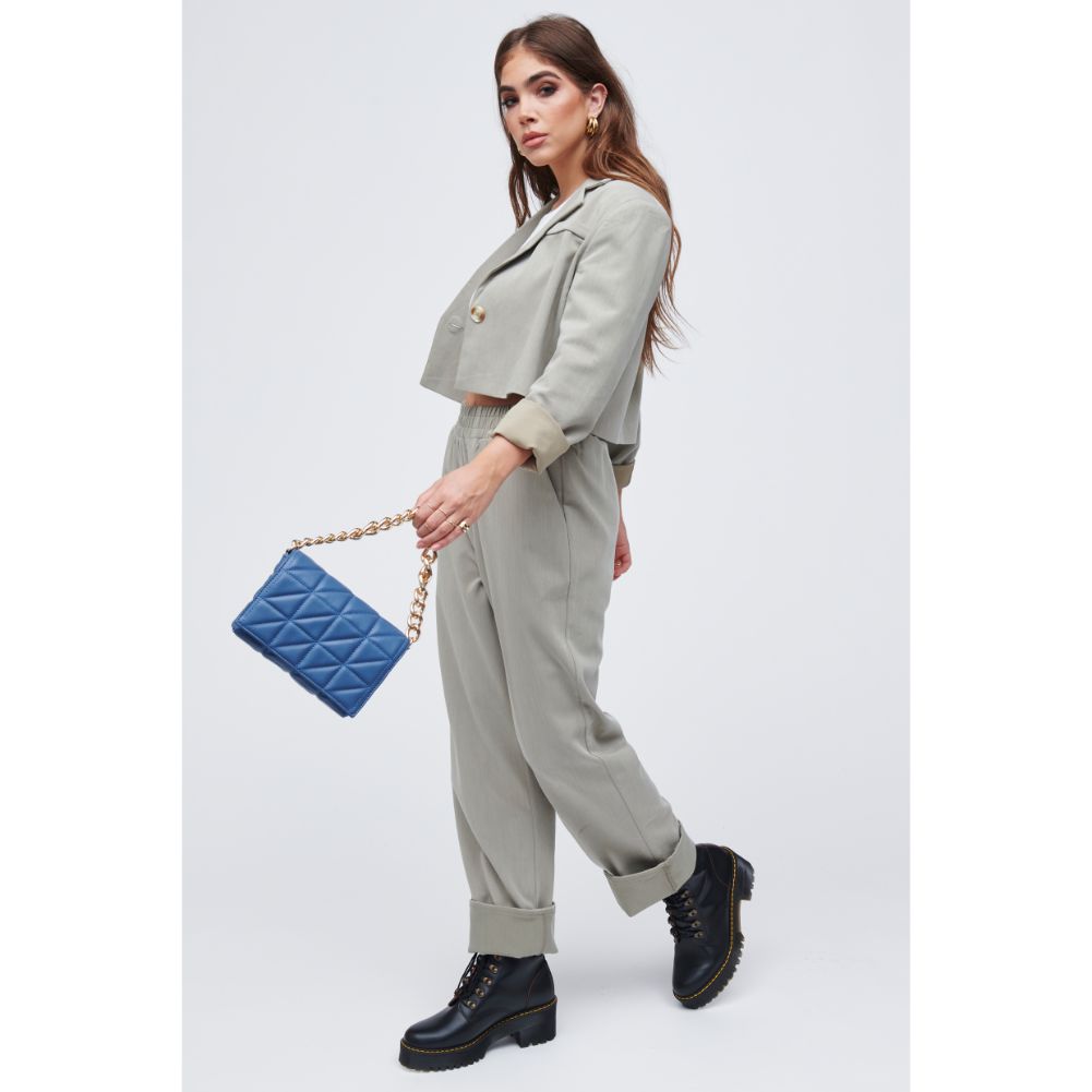 Woman wearing Denim Urban Expressions Alani Crossbody 818209011471 View 4 | Denim