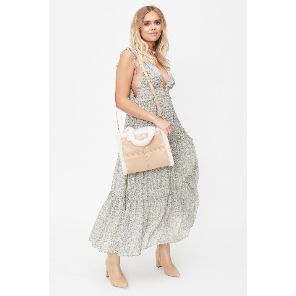 Woman wearing Natural Urban Expressions Cheviot Tote 840611101464 View 3 | Natural