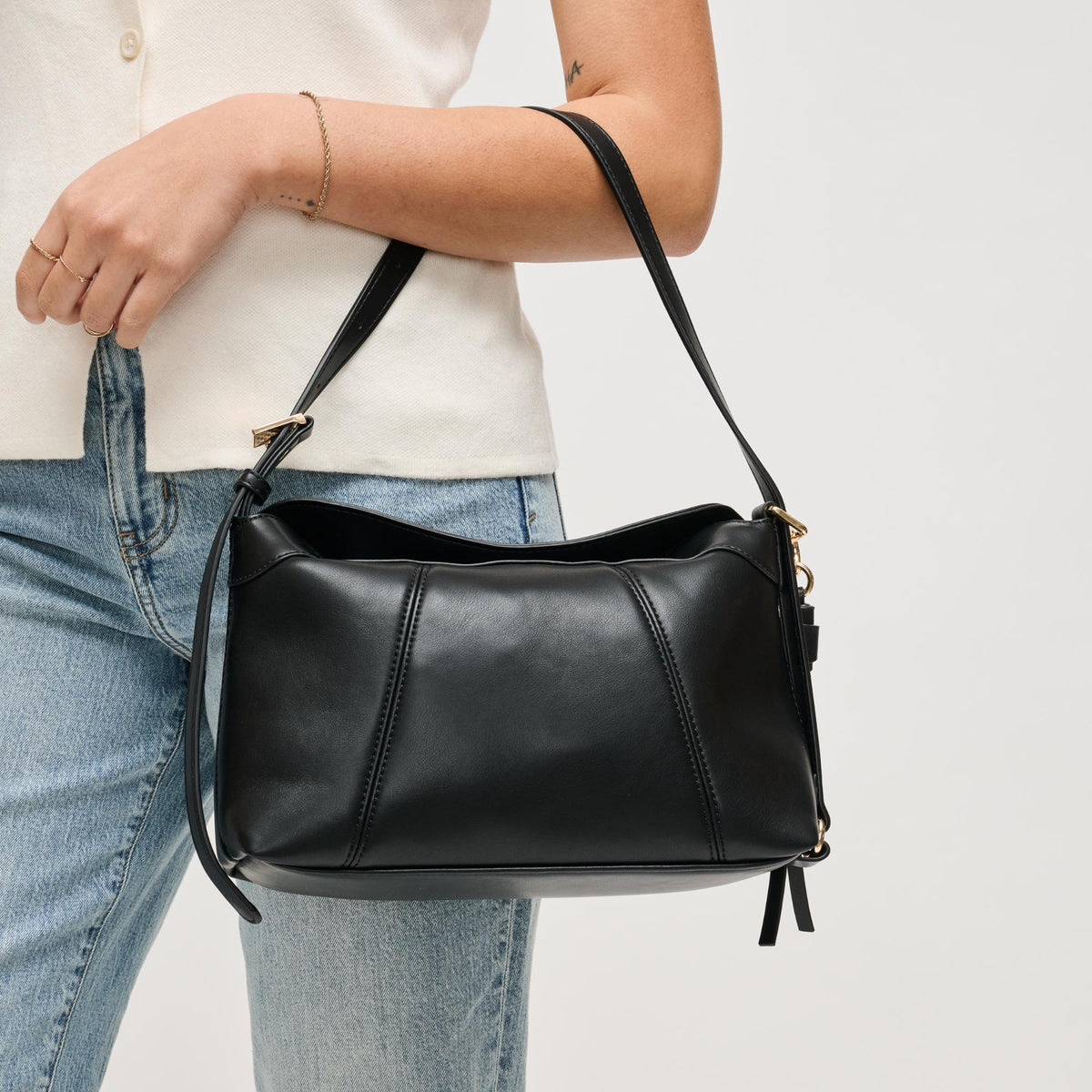 Woman wearing Black Urban Expressions Waylon Shoulder Bag 840504205132 View 1 | Black