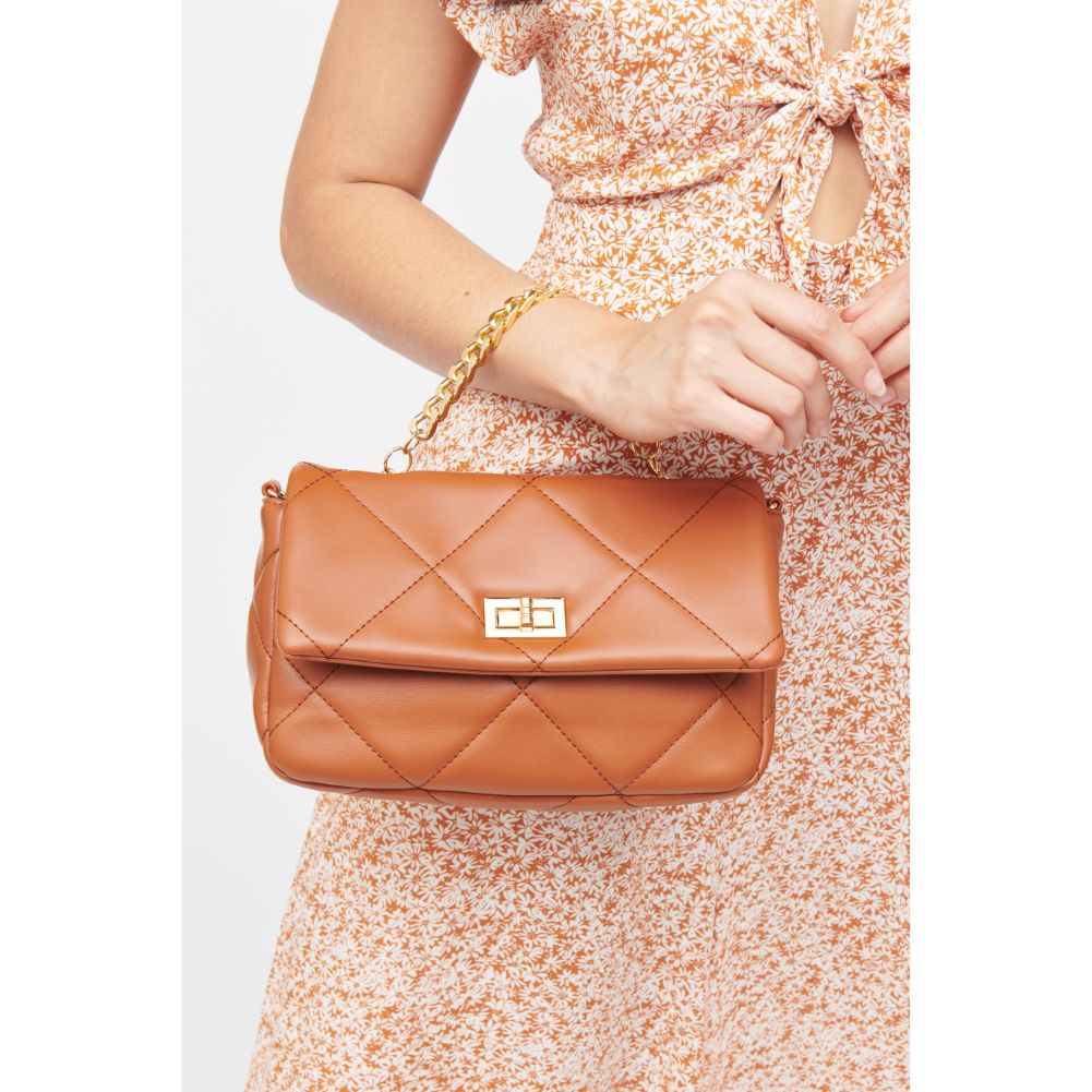 Woman wearing Tan Urban Expressions Emily Crossbody 840611182296 View 2 | Tan