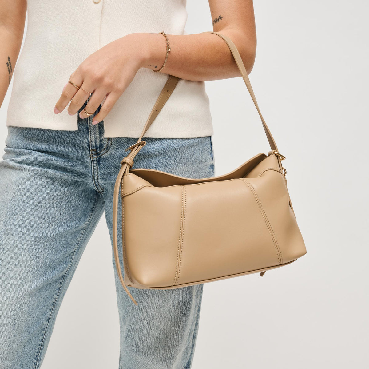 Woman wearing Natural Urban Expressions Waylon Shoulder Bag 840504205163 View 4 | Natural