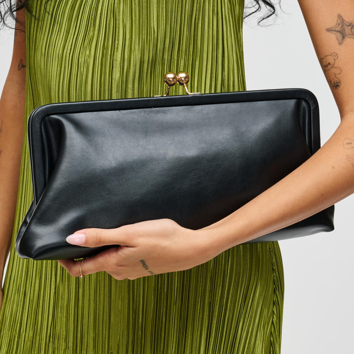 Woman wearing Black Urban Expressions Kristin Clutch 840611198419 View 1 | Black