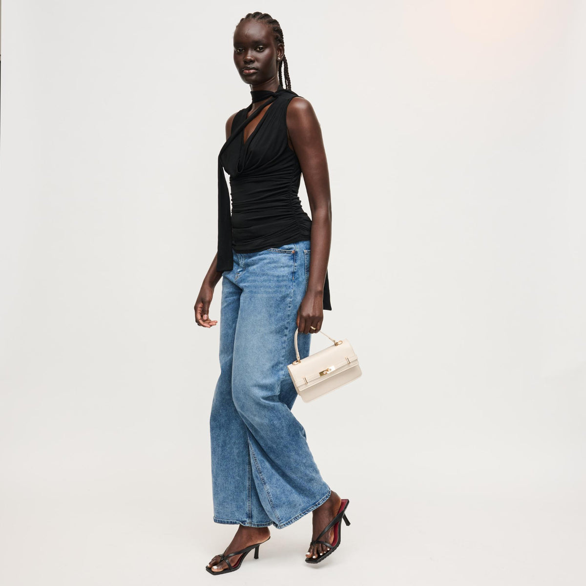 Woman wearing Oatmilk Urban Expressions Lily Crossbody 840504205798 View 4 | Oatmilk