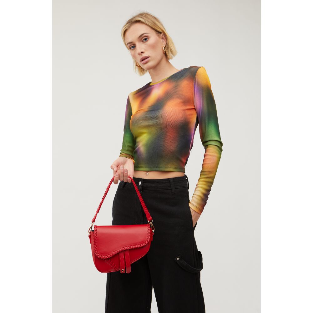 Woman wearing Red Urban Expressions Sloane Crossbody 840611109705 View 3 | Red