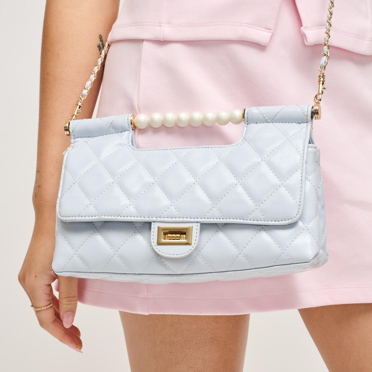Woman wearing Ice Blue Urban Expressions Winslet Crossbody 840504205958 View 1 | Ice Blue