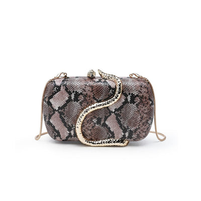 Urban Expressions Reputation-Snake Evening Bag 840504213014 View 1 | Brown Multi