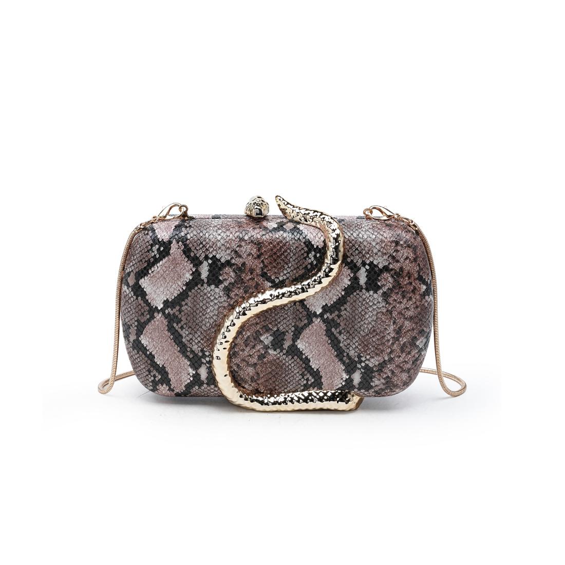 Urban Expressions Reputation-Snake Evening Bag 840504213014 View 1 | Brown Multi