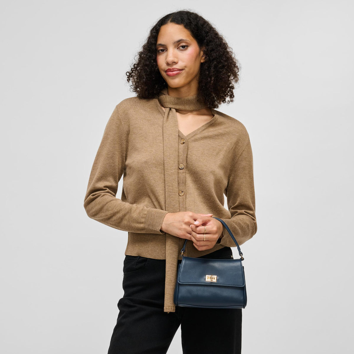 Woman wearing Navy Urban Expressions Estee Crossbody 840504214820 View 3 | Navy